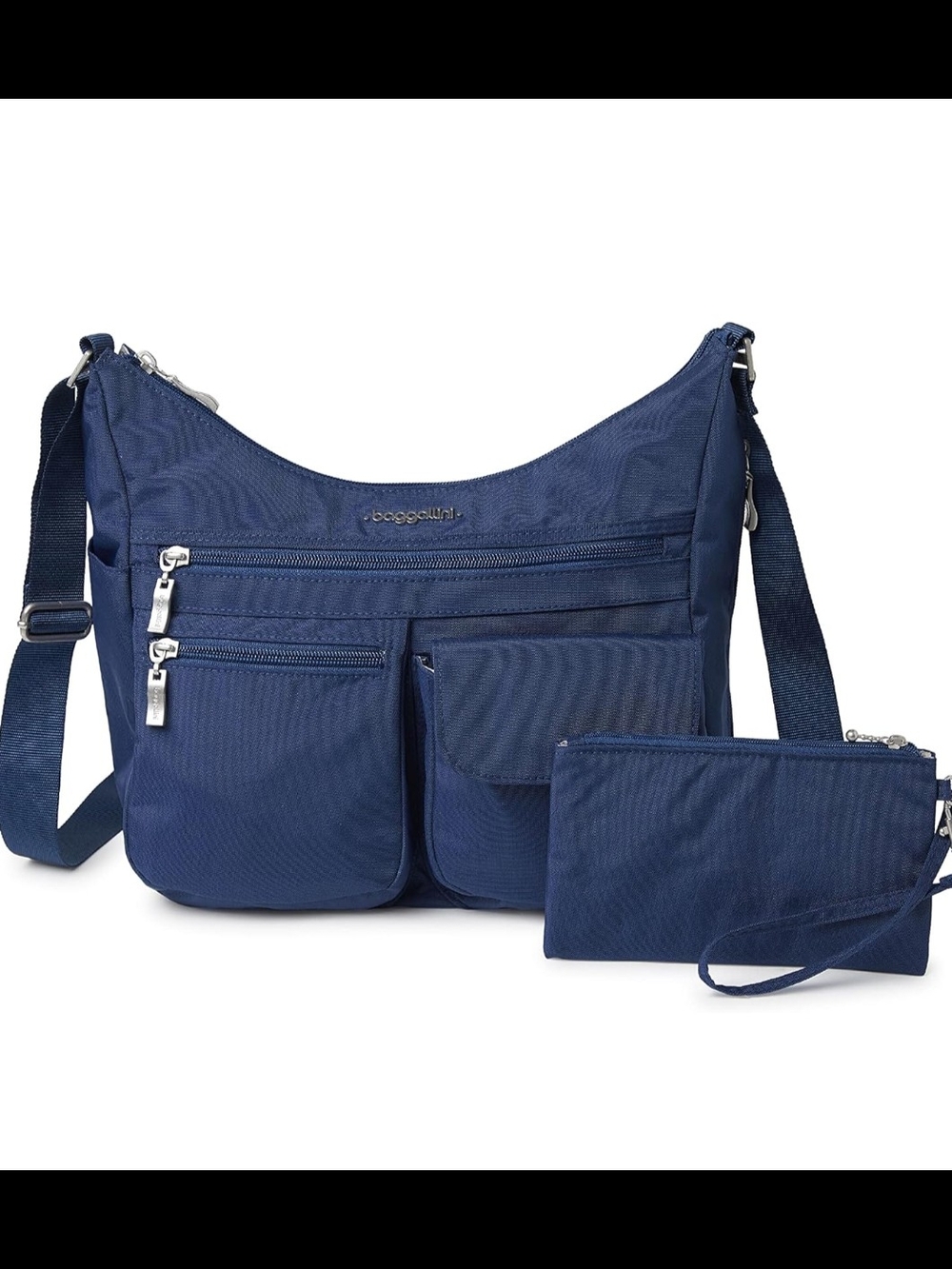 Baggallini Navy Lightweight Everywhere Bag with Wristlet Pouch